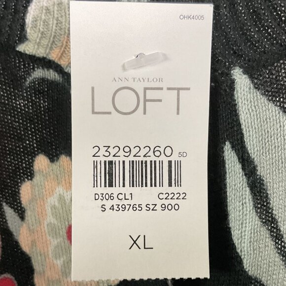 NWT LOFT black floral print button-up cardigan, XL - Picture 6 of 10